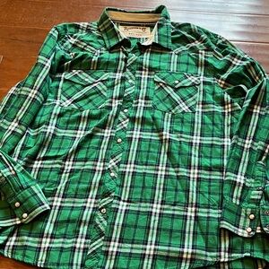 Roper Men's Casual Green Plaid Shirt